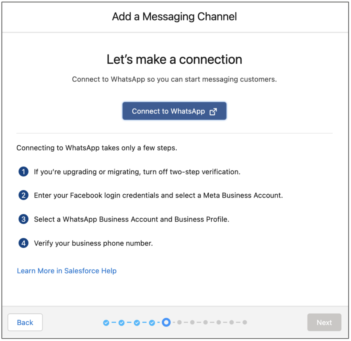 Connect to WhatsApp screen
