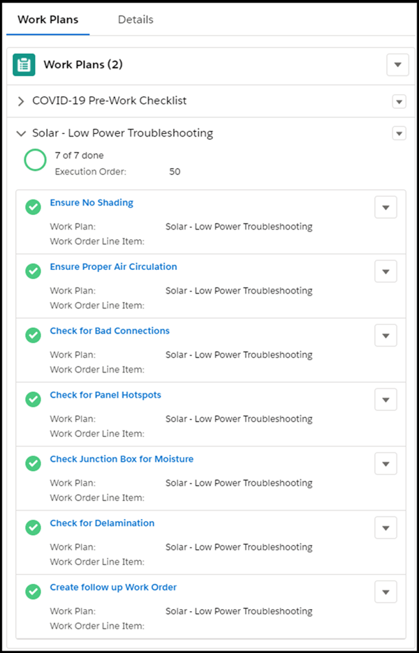 Composant Web Lightning Plans de travail