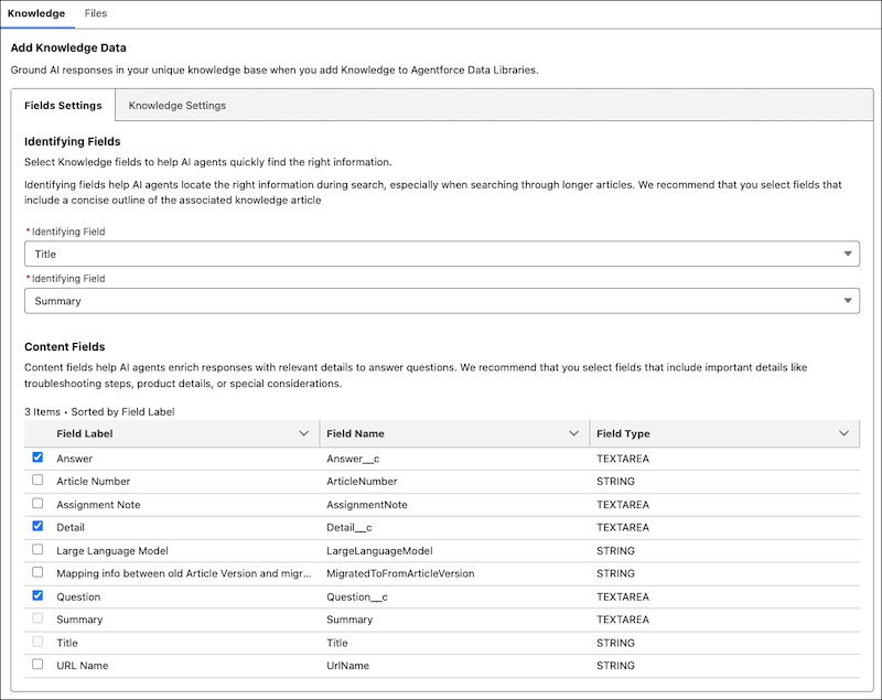 Exemplo de configuração da biblioteca de dados do Service Assistant