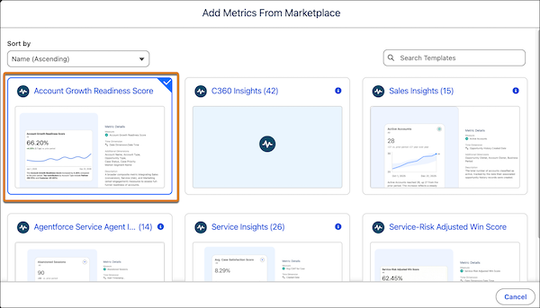 Select the Account Growth Readiness Score template.