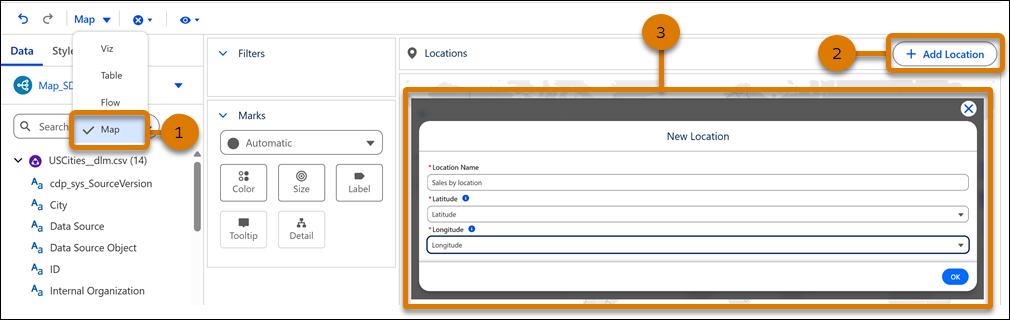 Tableau Next map configuration settings