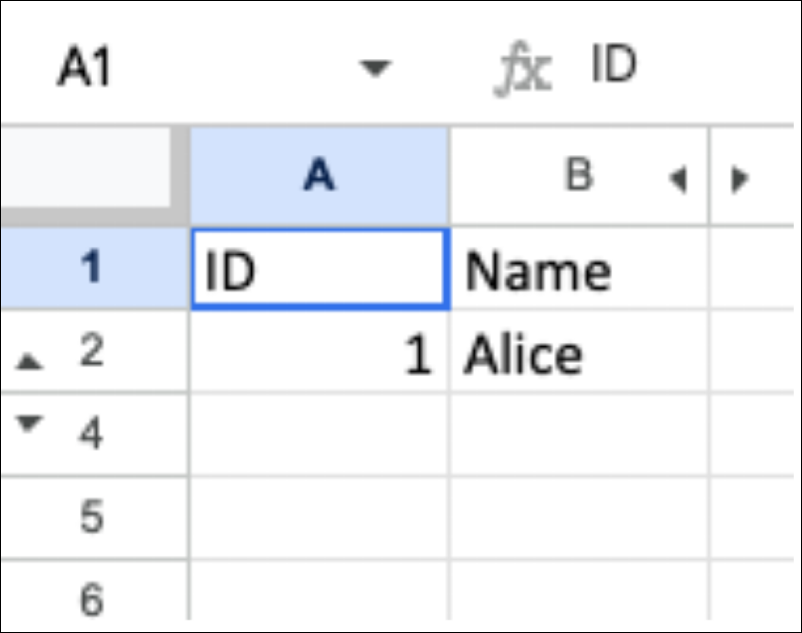 Table with collapsed data.