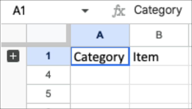 Table with hidden data.