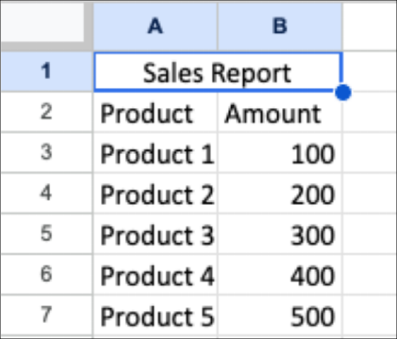Table with two columns under a merged header.