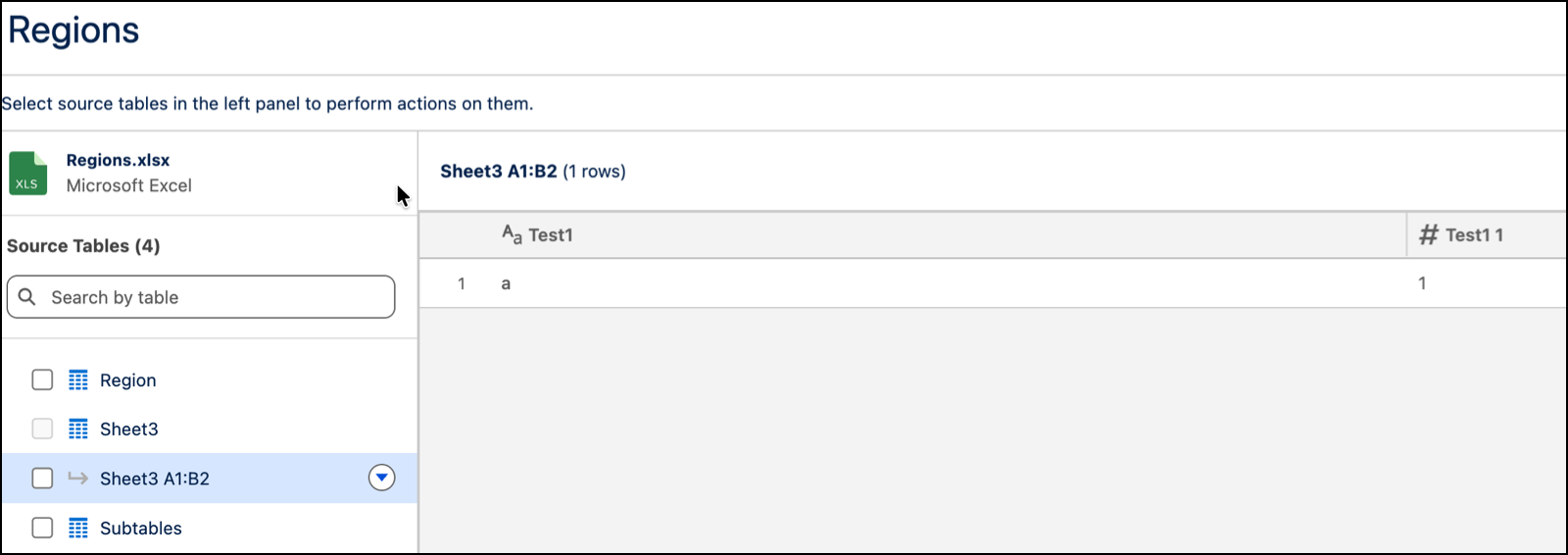 Reviewing a subtable after the Data Interpreter