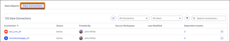 Data Connections tab