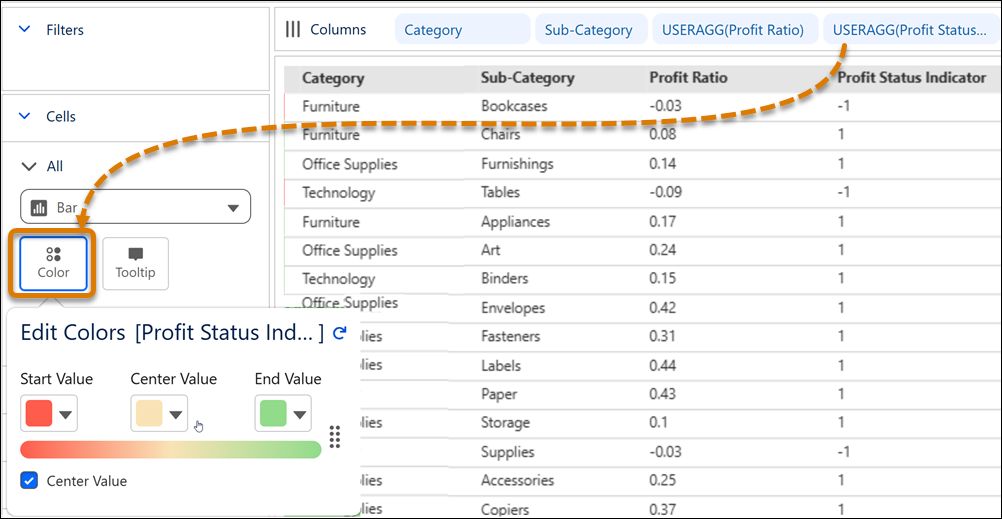 Apply custom color to Tableau Next table