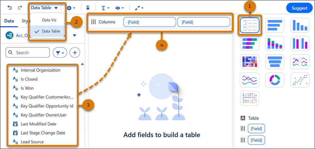 Work with Data Tables in Tableau Next