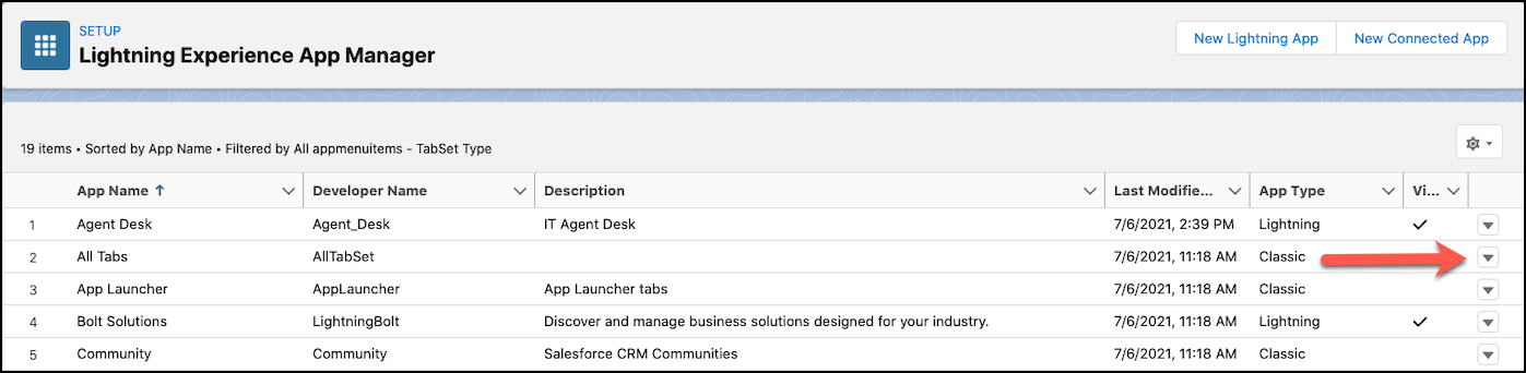 CRM app configuration