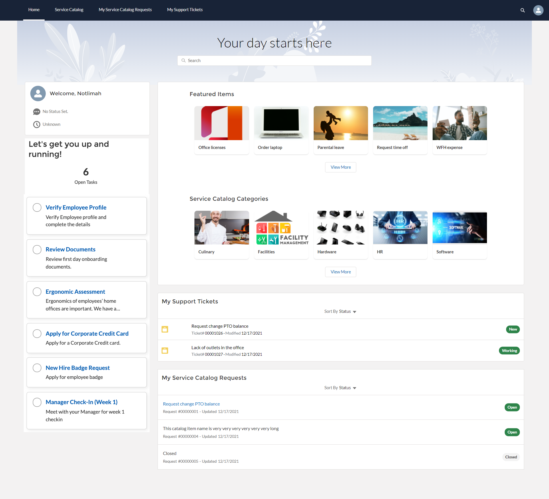 Employee Service template layout and theme