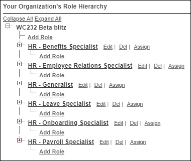 HR Service Center role hierarchy