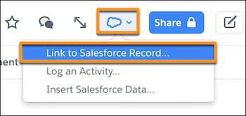 Link to Salesforce Record option highlighted