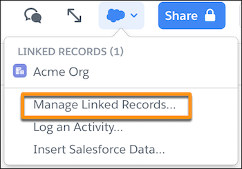Manage Linked Records menu option