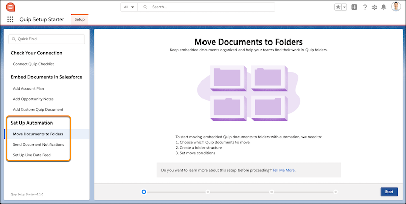 Set Up Automation setup page