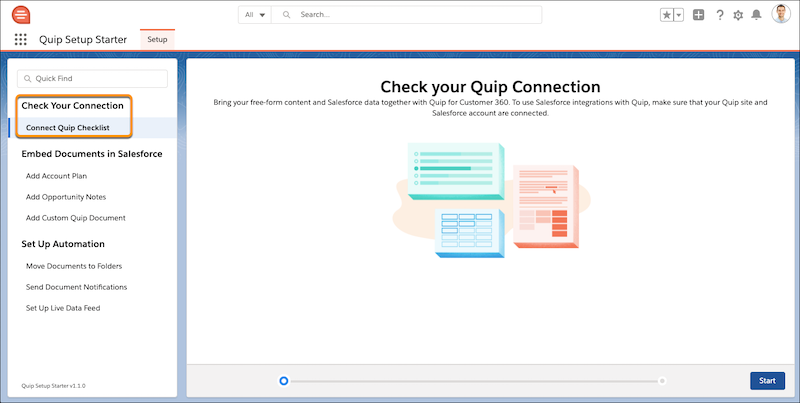 Check Your Quip Connection setup page