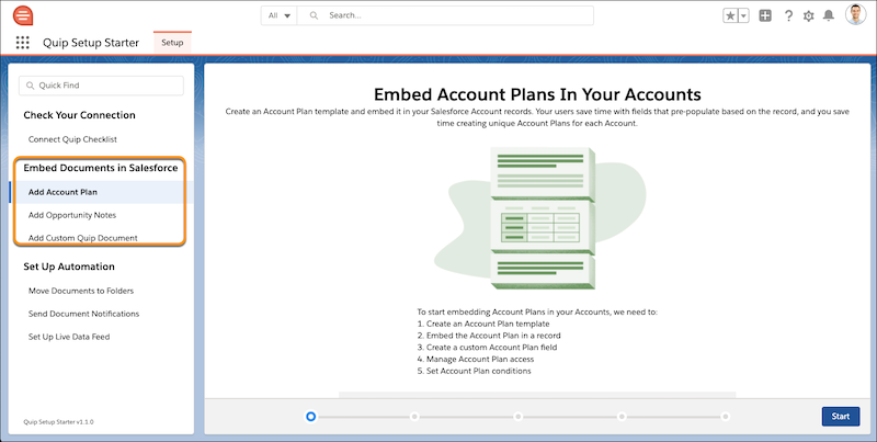 Embed Account Plans in Your Accounts setup page