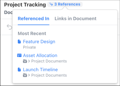 Quip References window