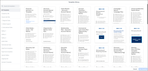 Quip Template Library with several templates showing.