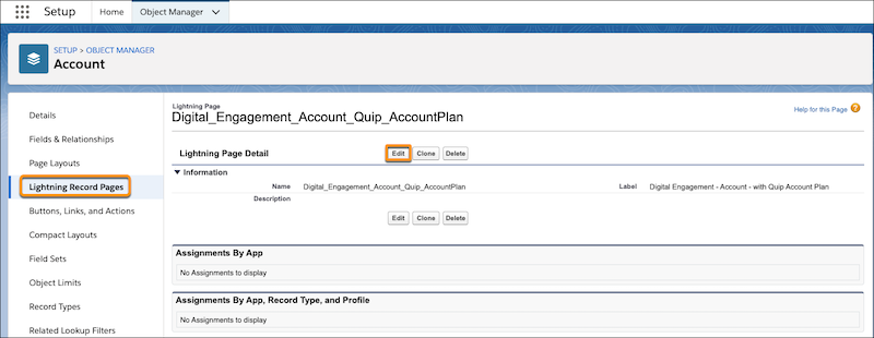 Record page with Edit button highlighted