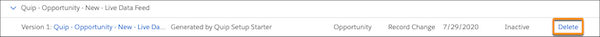 Deactivated process with delete highlighted