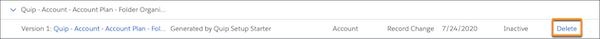 Deactivated process with delete highlighted