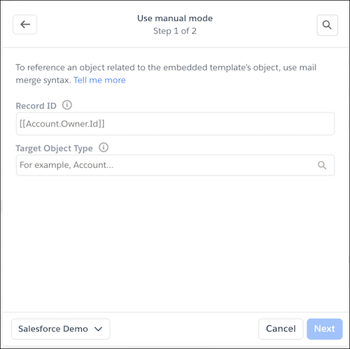 Manual Mode fields highlighted
