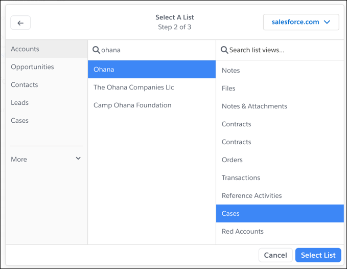 related list picker