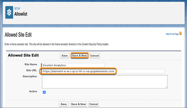 New allowlist URL for CRM Analytics live app