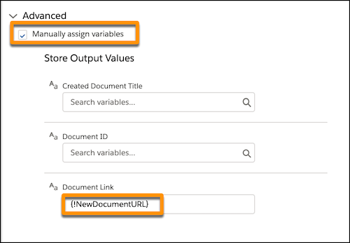 Manually assign variables checkbox