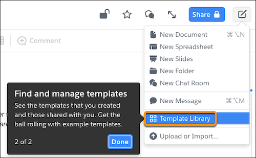 Template Library menu option in the Compose menu
