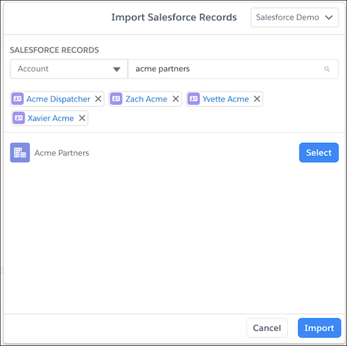 Import Acme Partners cards example