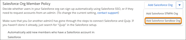 Add Salesforce Sandbox dropdown option