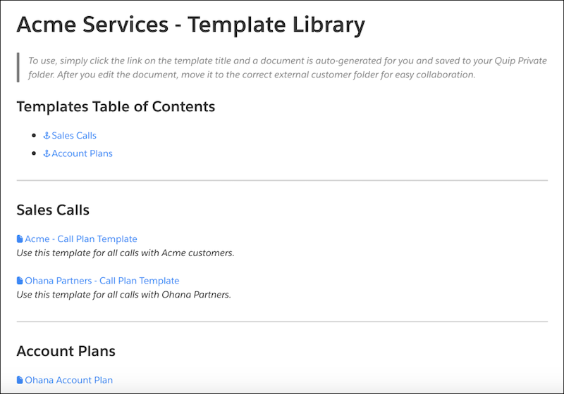 Template Library doc with links to templates