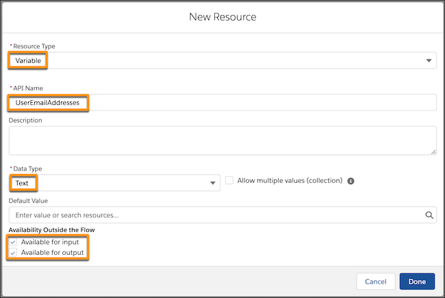 Text variable with required fields highlighted