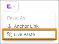 The Quip Live Paste menu