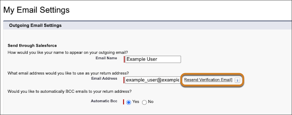The link to resend the verification email