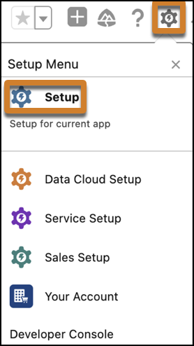 Setup to access more advanced setup tasks