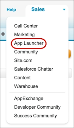 Example of the app launcher in the app menu