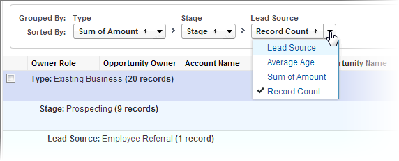 Sorting a report by grouping