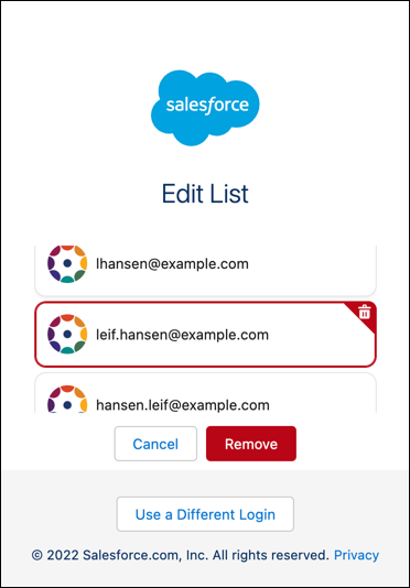Use the Edit List to remove a login.