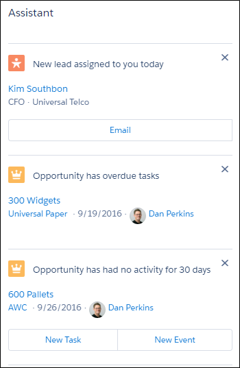 Assistant sidebar on Home page