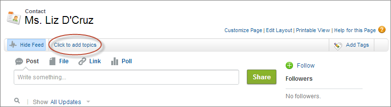 Adicionar tópicos aos registros