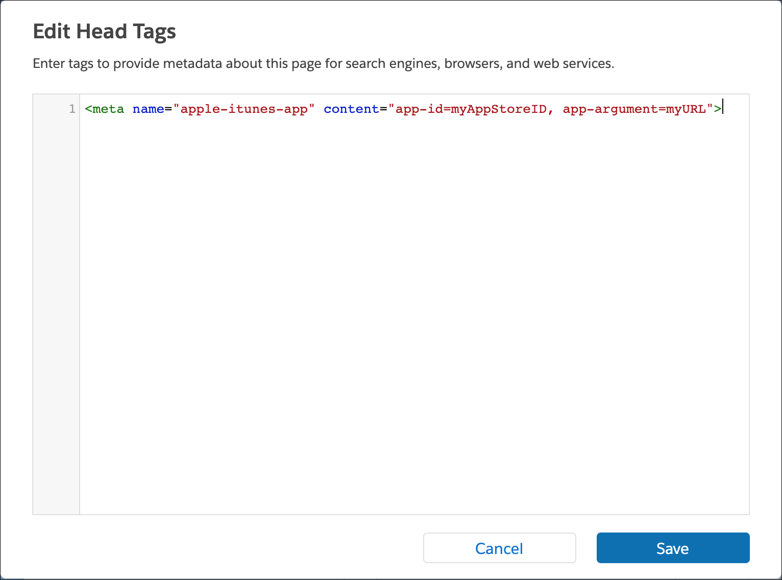Metatag for smart banner