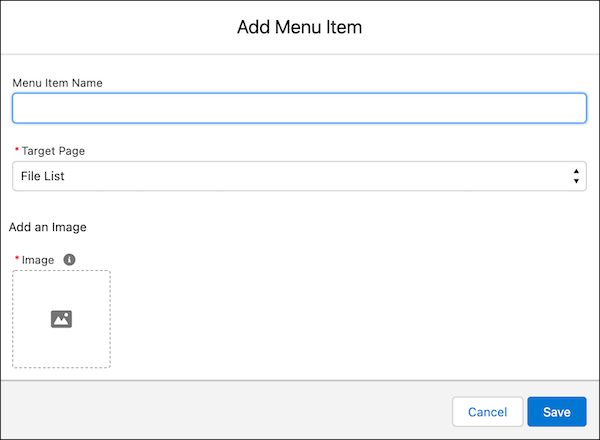 Add Menu Item dialog