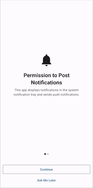 Prominent disclosure screen for permission to post notifications