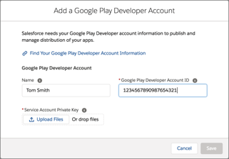 Add Google developer account