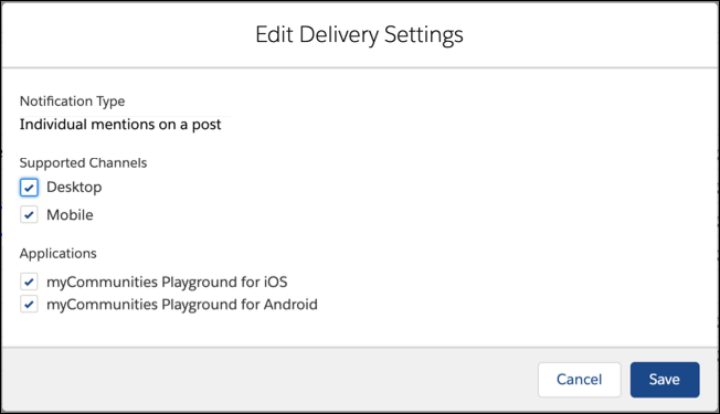 Notification delivery setting