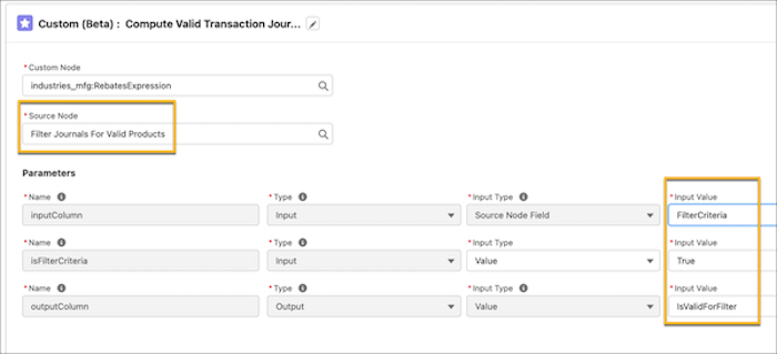Custom node parameters