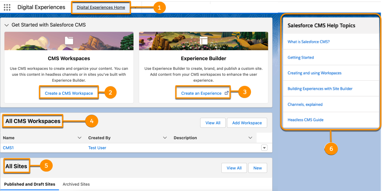 CMS Home Navigation Overview