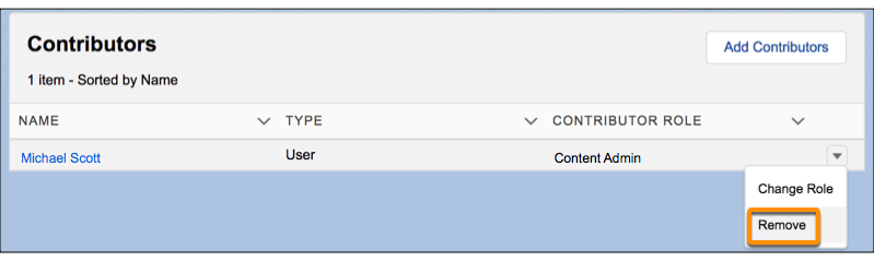 Remove Contributor Screen